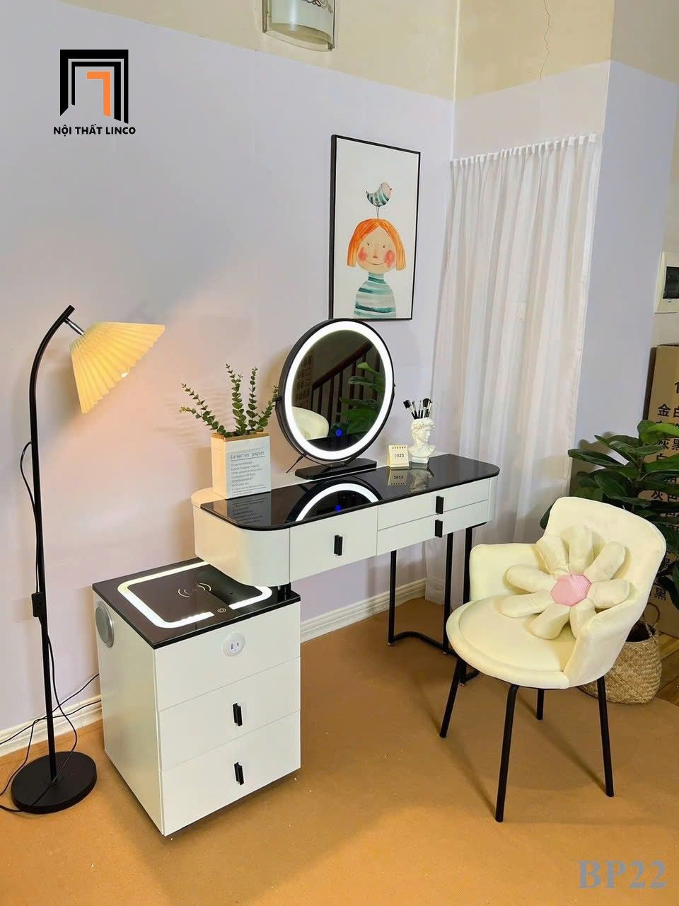 Bộ bàn phấn giá rẻ dài 1m BP22-AK cho căn hộ chung cư đẹp