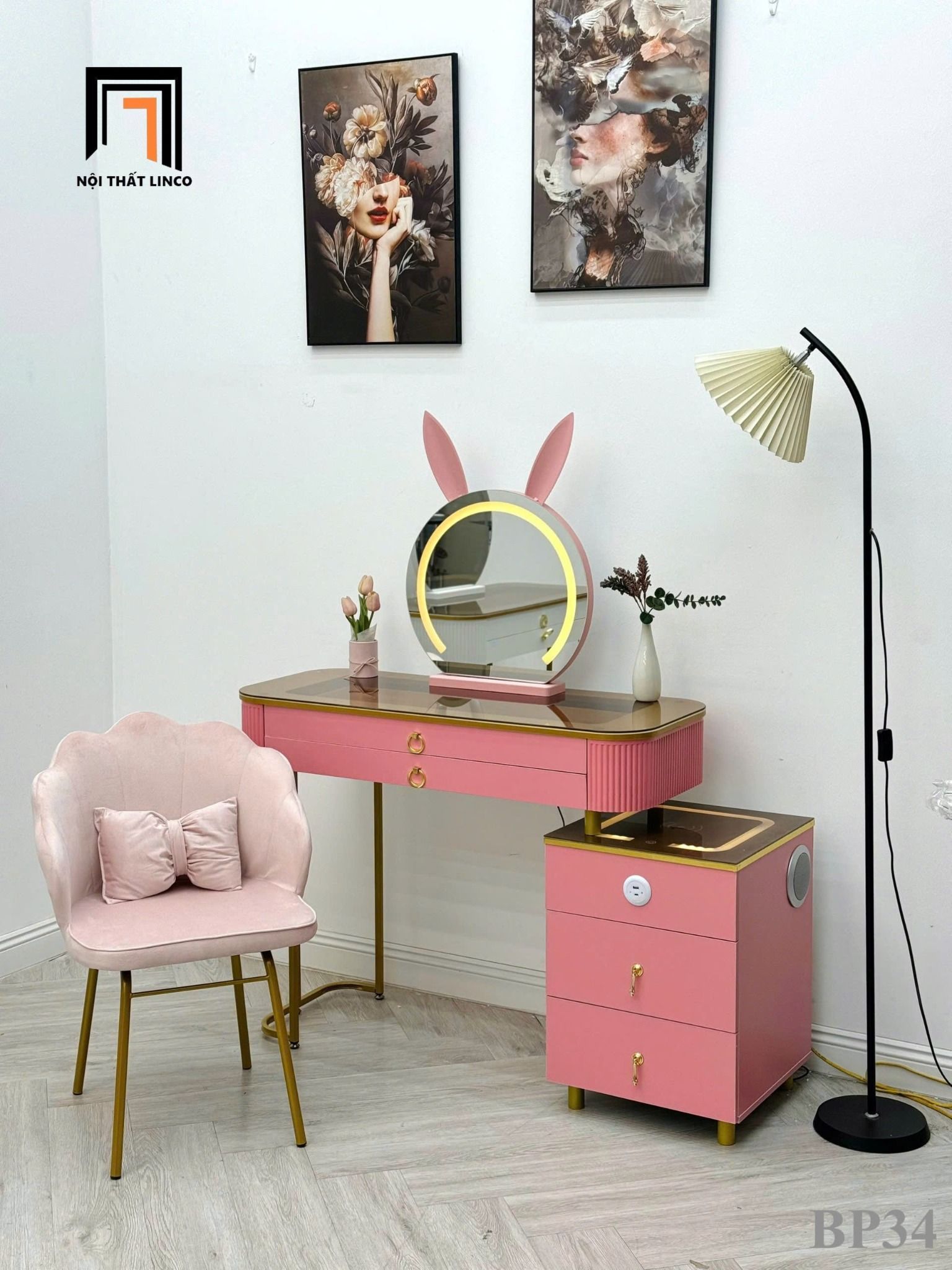 Tủ bàn phấn sang trọng BP34-AK dài 1m cho căn hộ chung cư