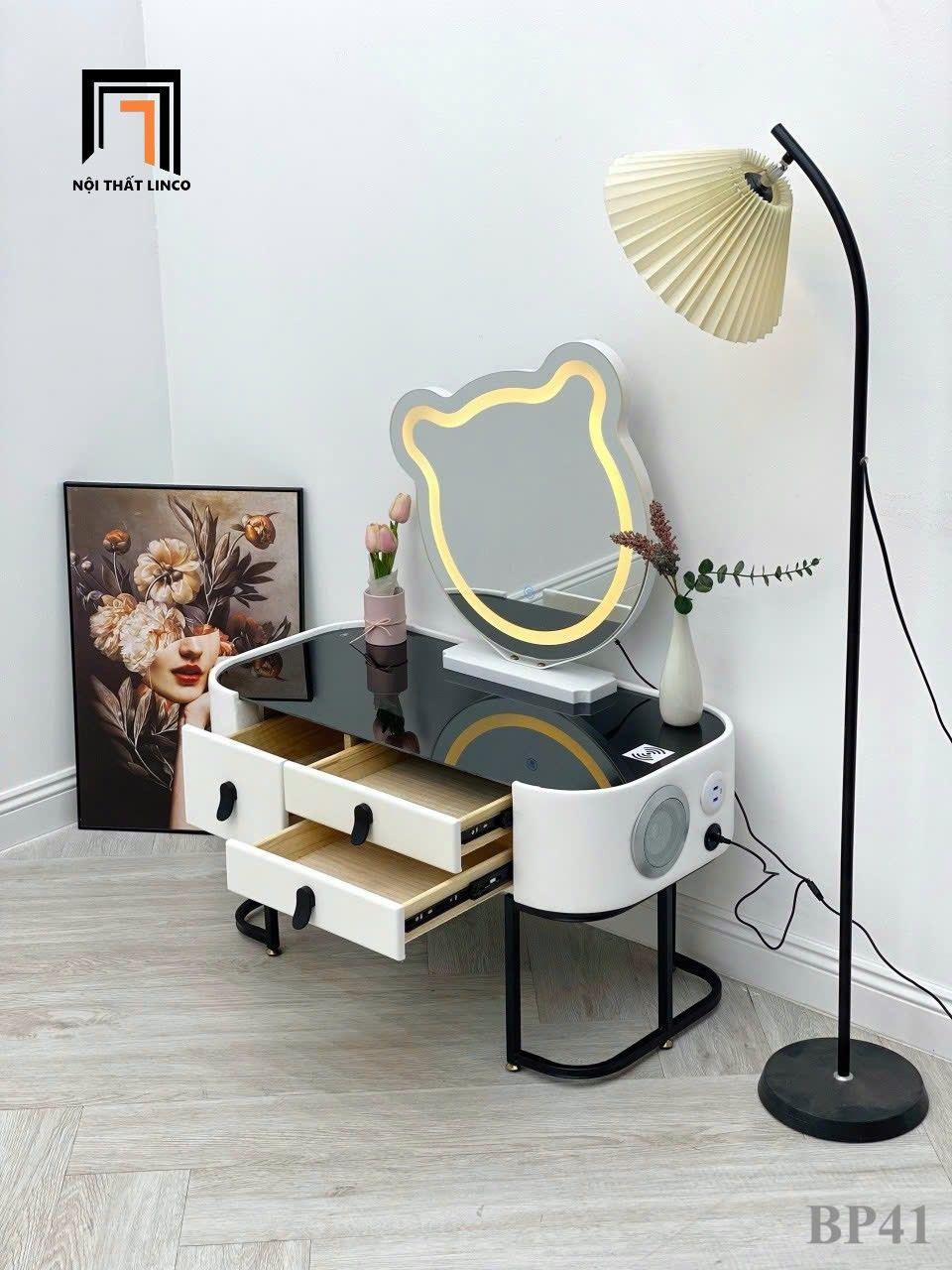 Bàn phấn nhỏ gọn màu xám BP41-AK dài 80cm giá rẻ