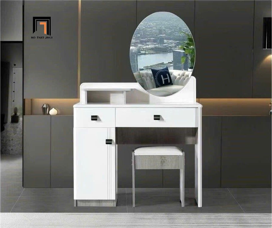 Bàn trang điểm màu trắng giá rẻ BPA701-AK đặt cạnh giường