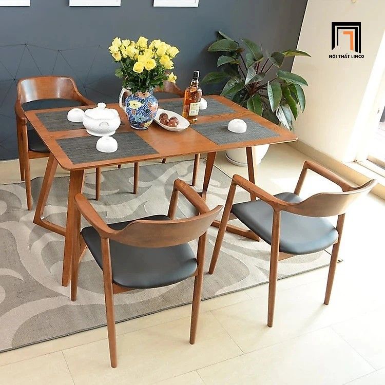 Combo bàn ghế ăn gỗ 14-KH4-G32-B92 cho gia đình nhỏ