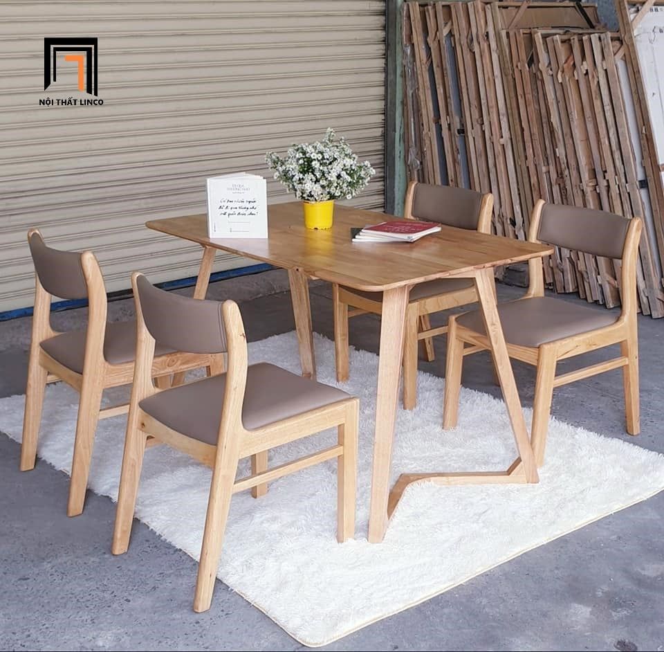 Bộ bàn ăn dài 1m2 4 chỗ ngồi 25-Kh4-G10-B92 cho nhà nhỏ