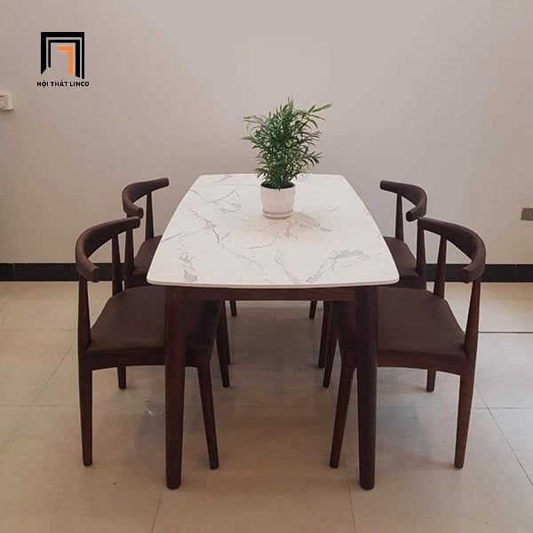 Bộ bàn ăn 4 ghế ngồi 18-KH4-G12-B110 mặt bàn sơn giả đá