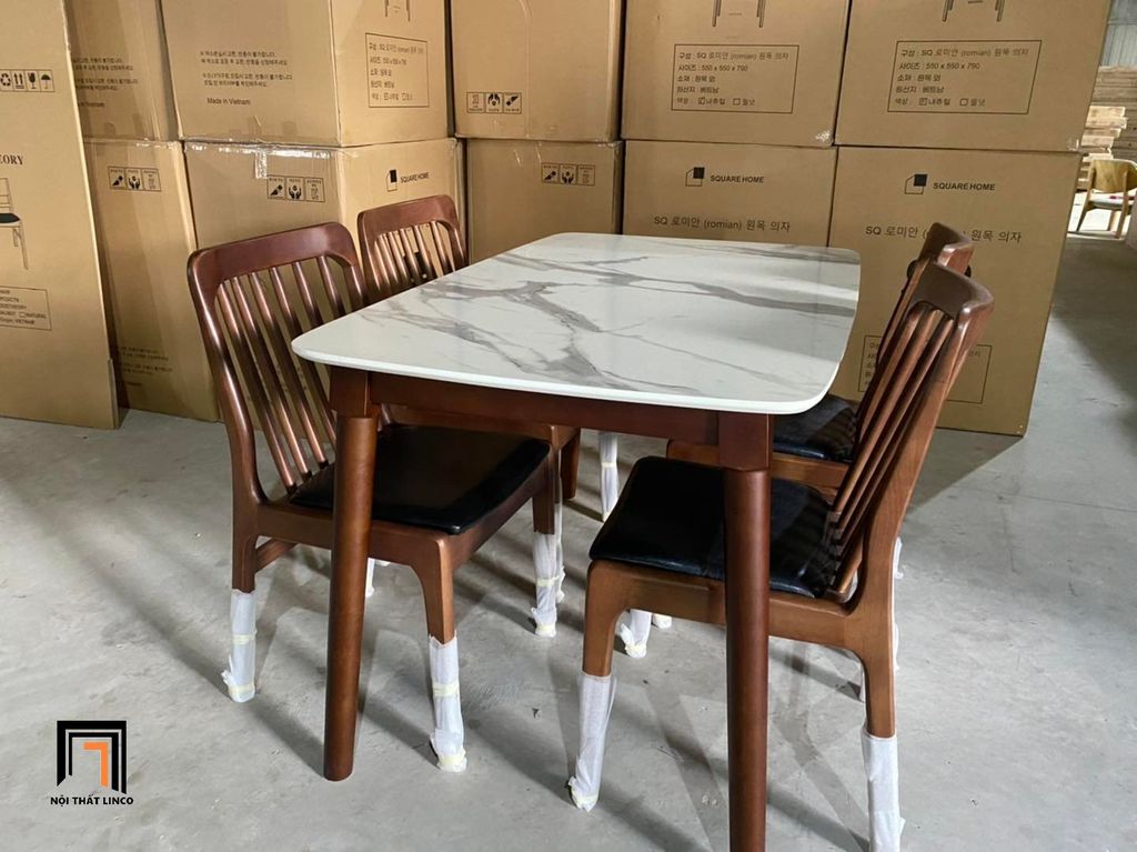 Bộ bàn ghế ăn gỗ hiện đại 41-KH4-G45-B110 bàn sơn giả đá