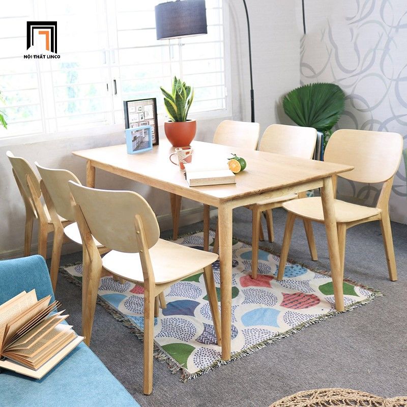 Bộ bàn ăn 6 ghế gỗ giá rẻ 22-KH6-G4-B108 cho căn hộ chung cư