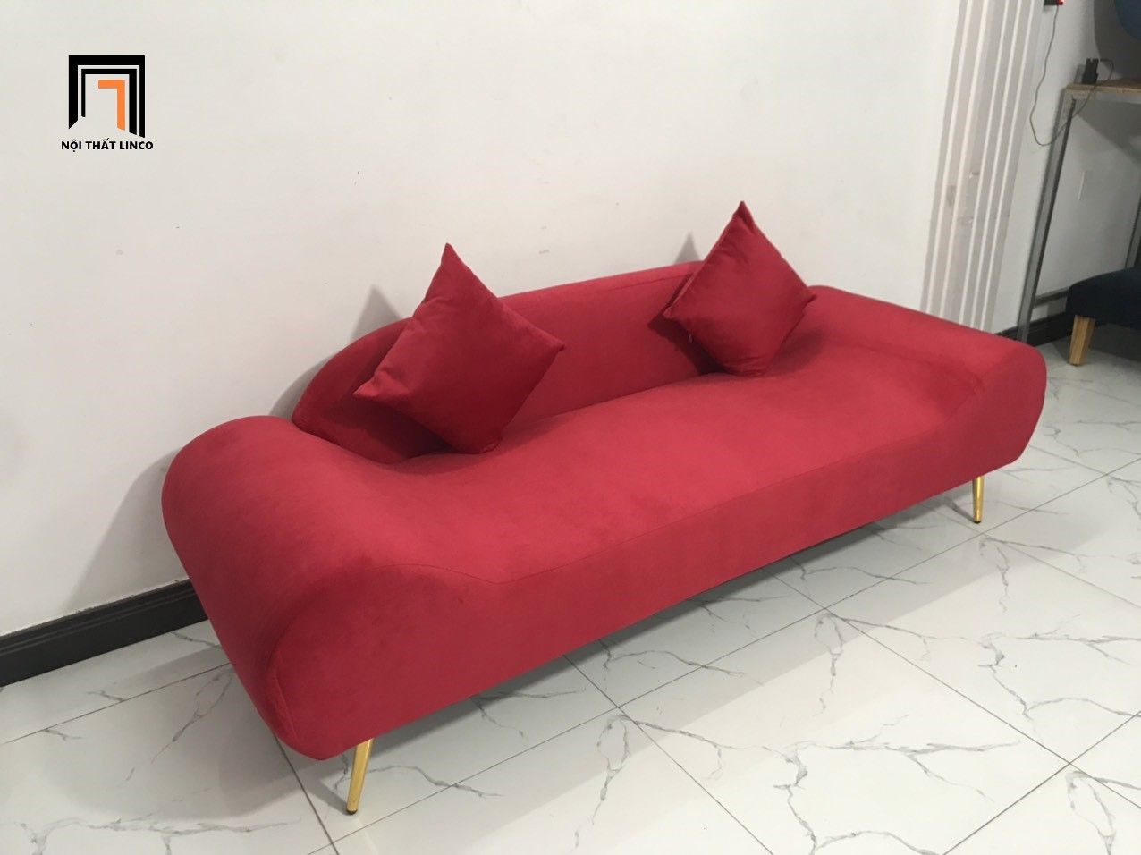 Bộ bàn ghế sofa băng thuyền SFT dài 2m đỏ đô vải nhung