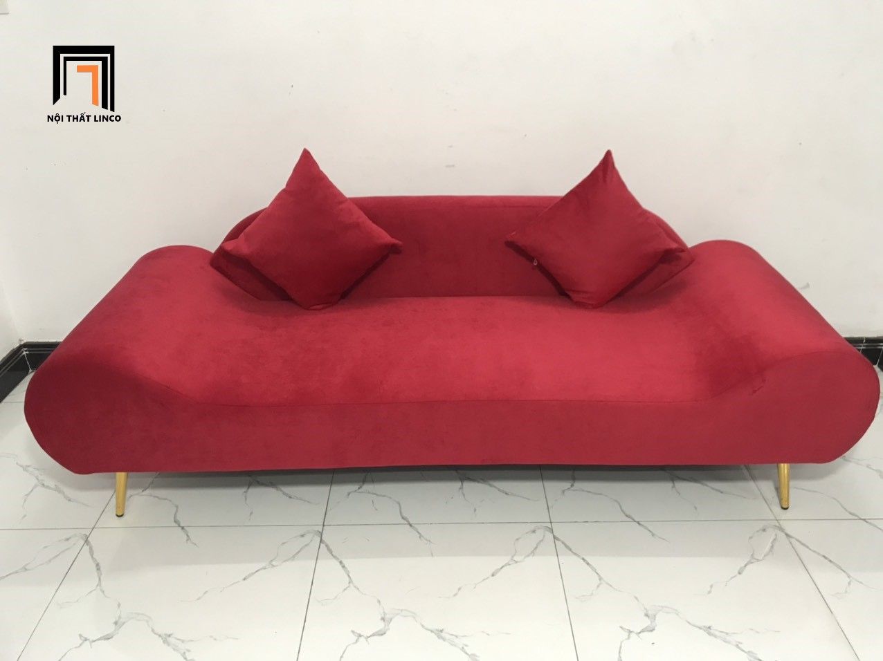 Bộ bàn ghế sofa băng thuyền SFT dài 2m đỏ đô vải nhung