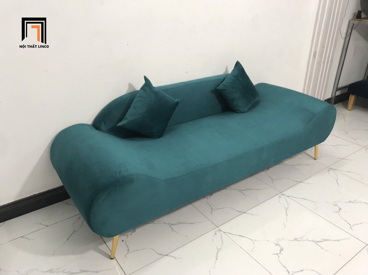 Bộ ghế sofa băng thuyền SFT dài 2m xanh lá vải nhung giá rẻ