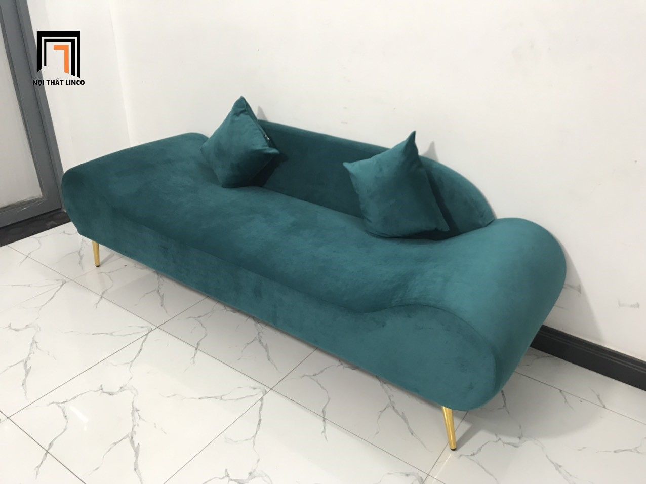 Bộ ghế sofa băng thuyền SFT dài 2m xanh lá vải nhung giá rẻ