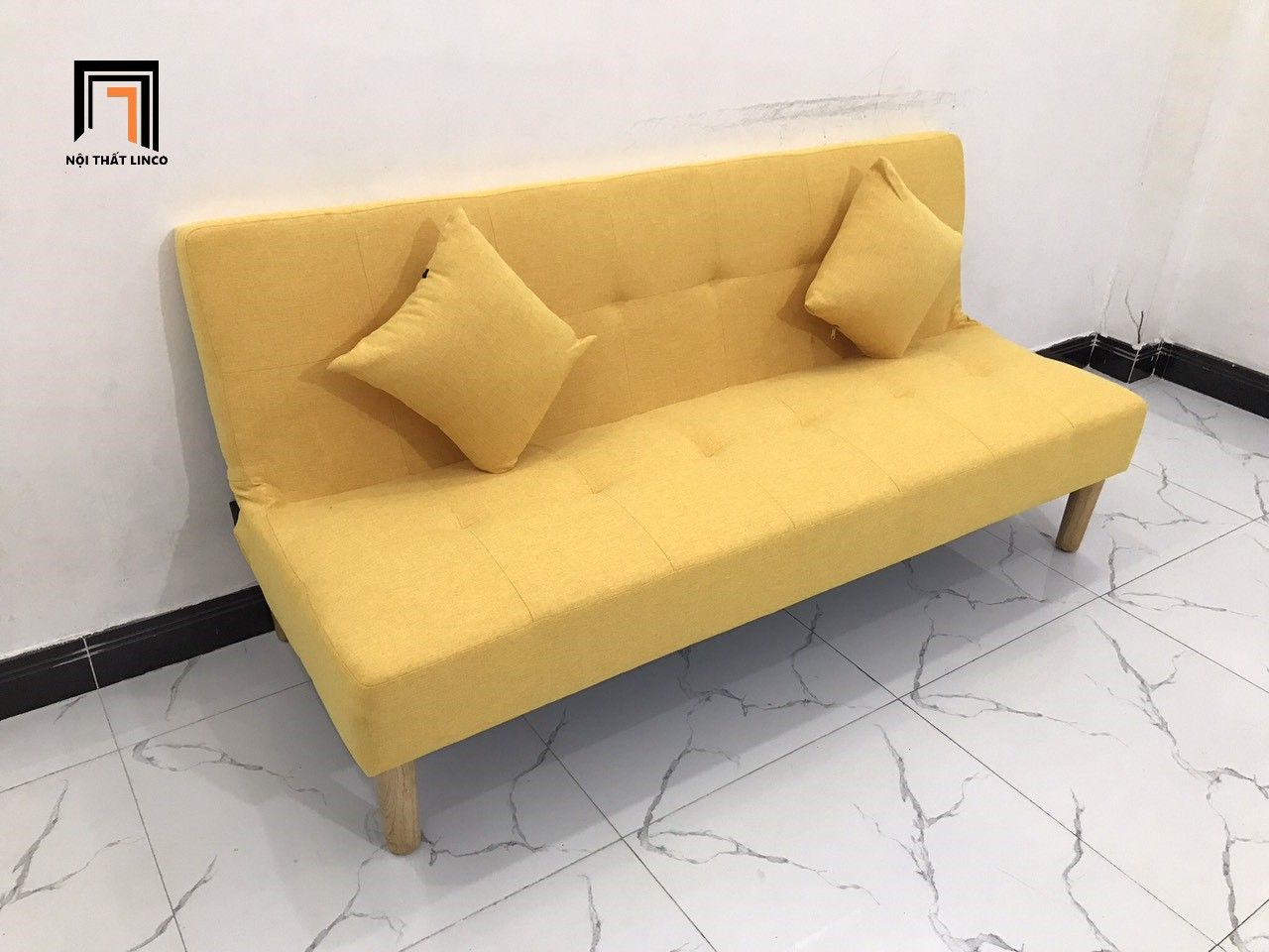 Bộ ghế sofa giường đa năng 1m7 màu vàng chanh giá rẻ