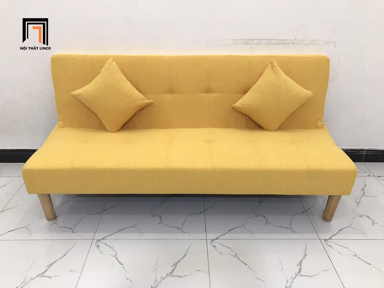 Bộ ghế sofa giường đa năng 1m7 màu vàng chanh giá rẻ
