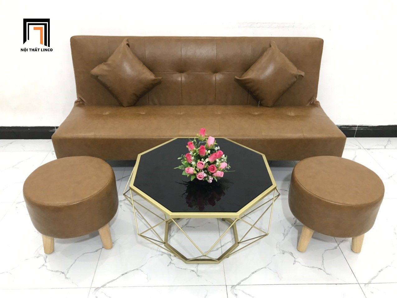 Bộ ghế sofa giường 1m7 SFG da giả nhỏ xinh giá rẻ