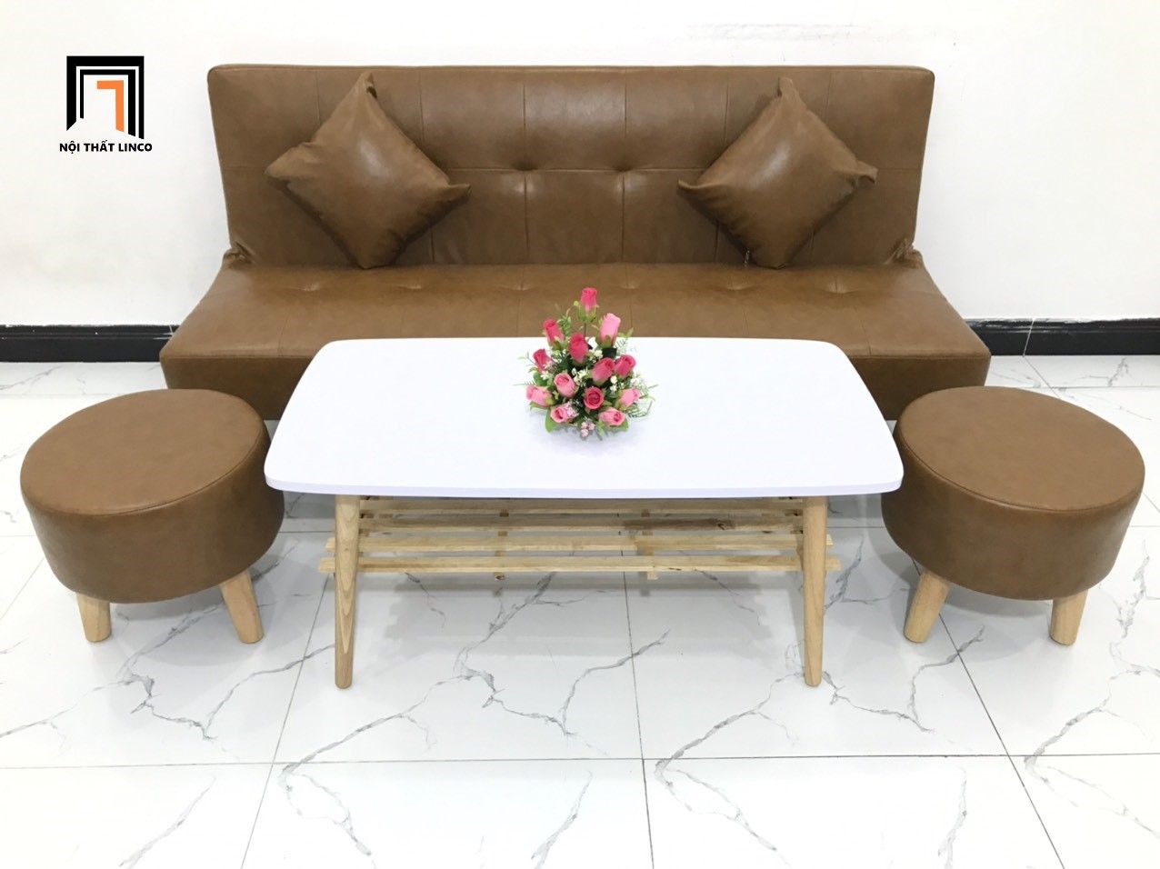 Bộ ghế sofa giường 1m7 SFG da giả nhỏ xinh giá rẻ