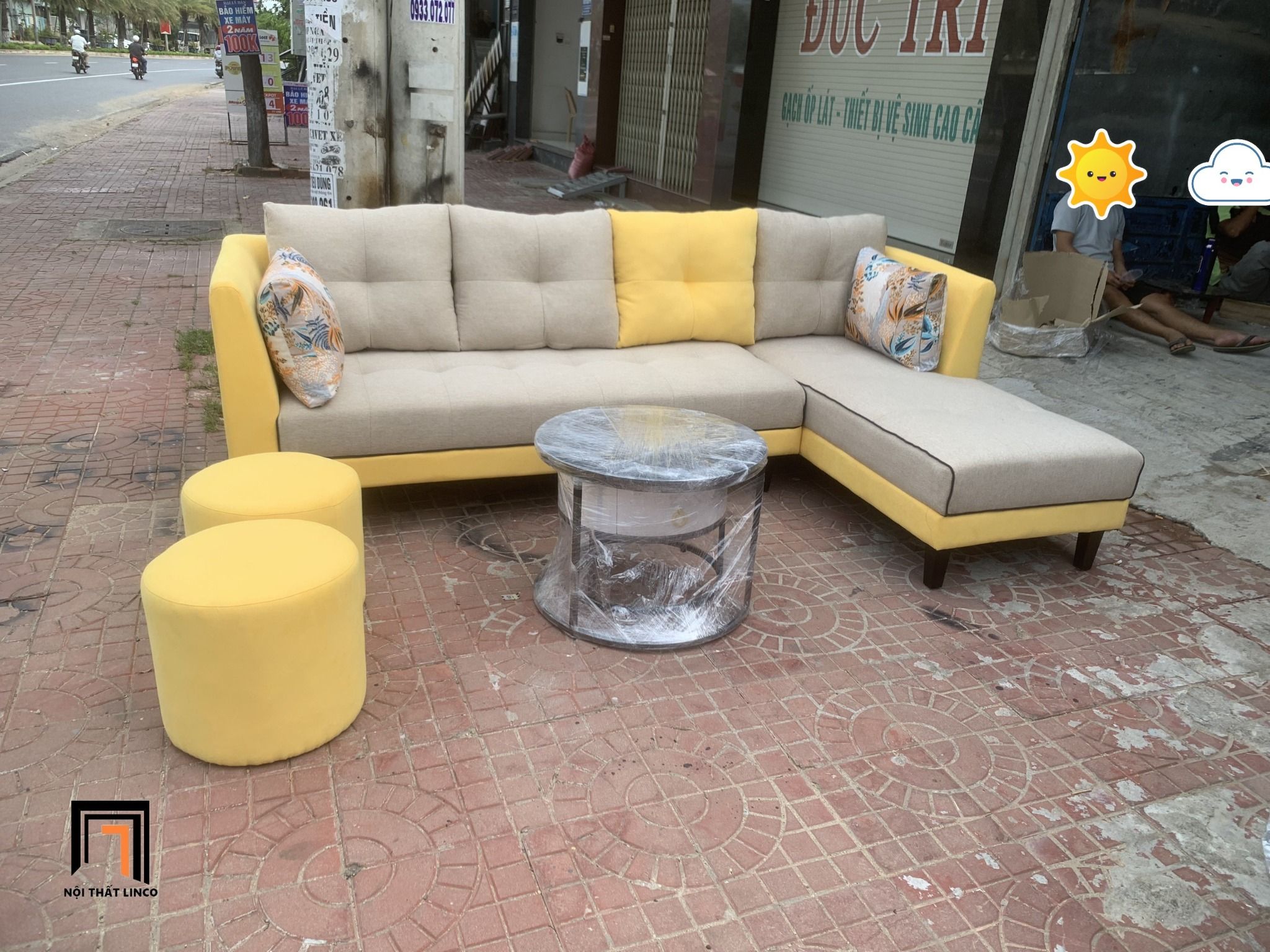 Ghế sofa góc L phòng khách xinh xắn GT235 Greci 2m5 x 1m6
