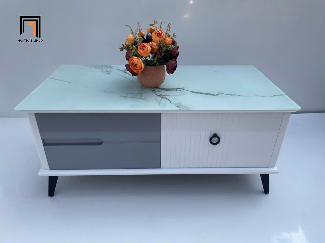 Bàn trà gia đình nhỏ 1m x 50 BTPK43 Taida mặt kính xinh xắn