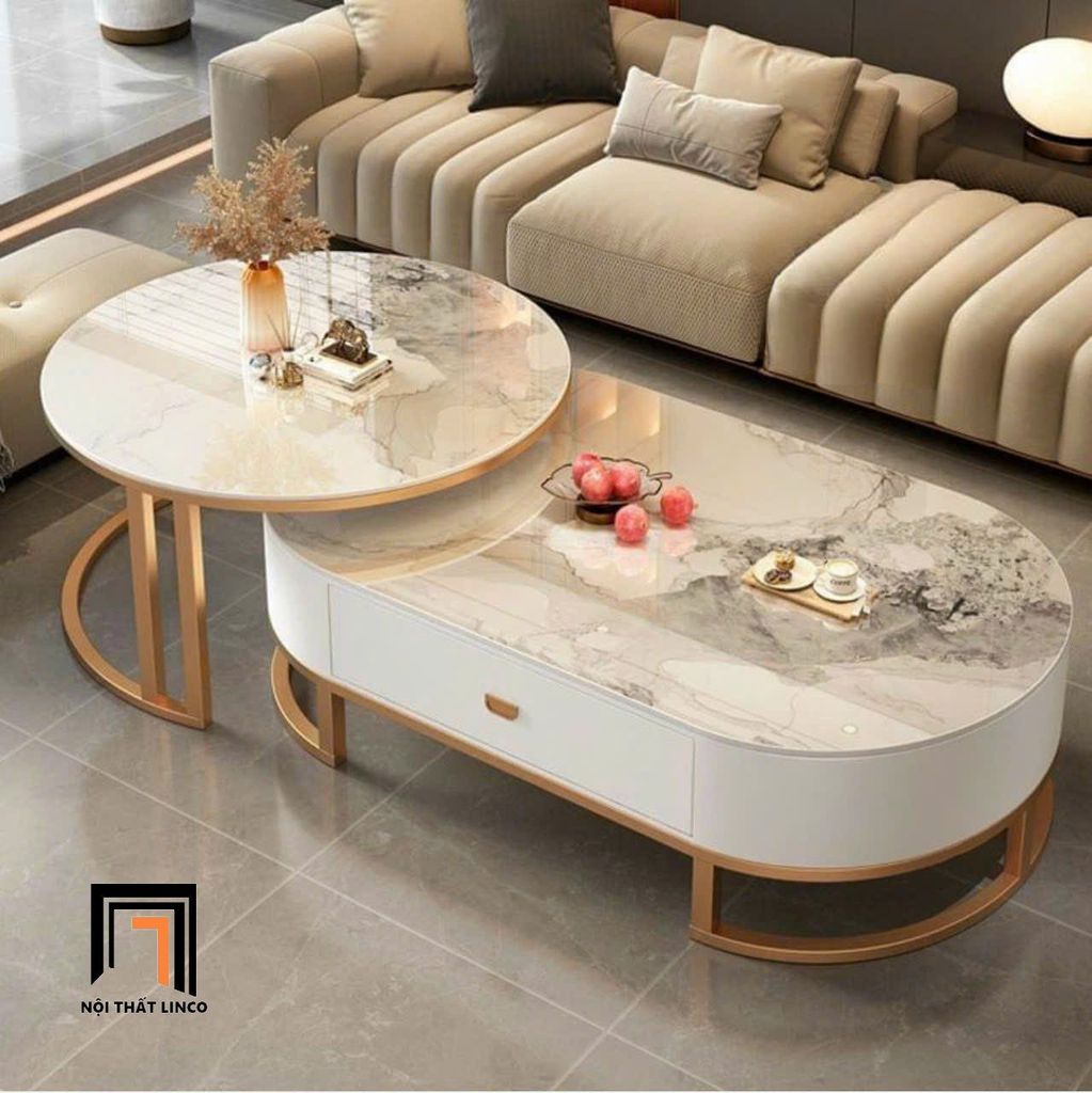 Cặp bàn sofa phòng khách cao cấp BTPK66 Radley mặt đá đẹp