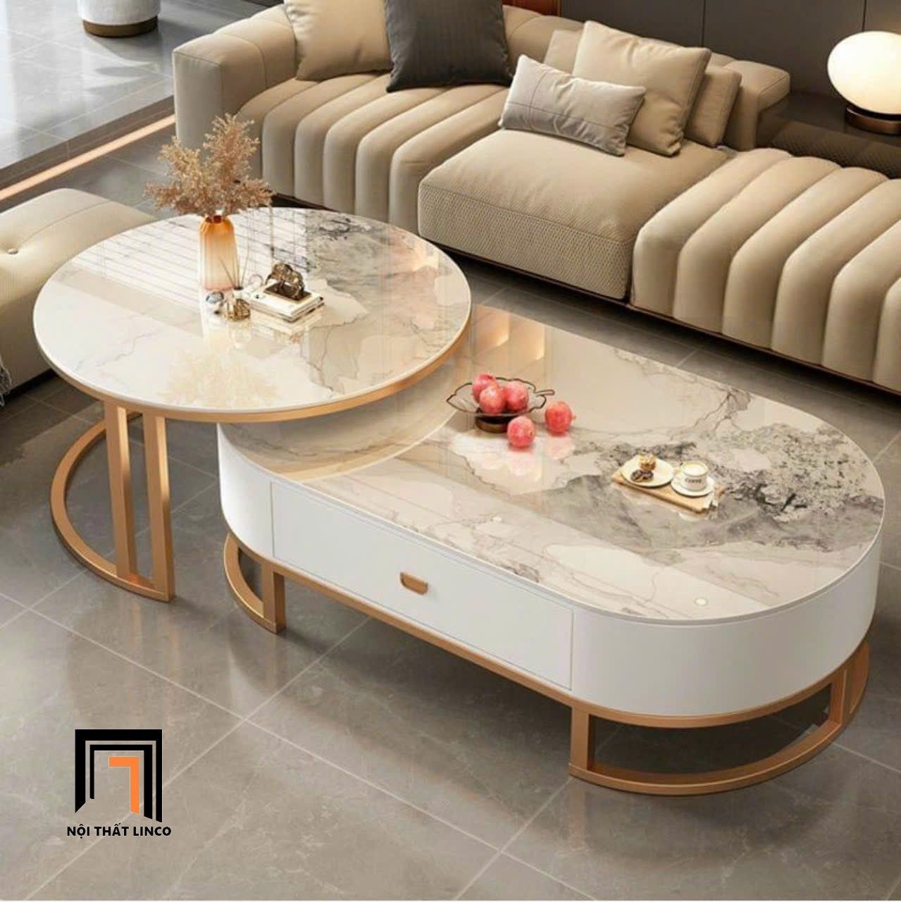Cặp bàn sofa phòng khách cao cấp BTPK66 Radley mặt đá đẹp
