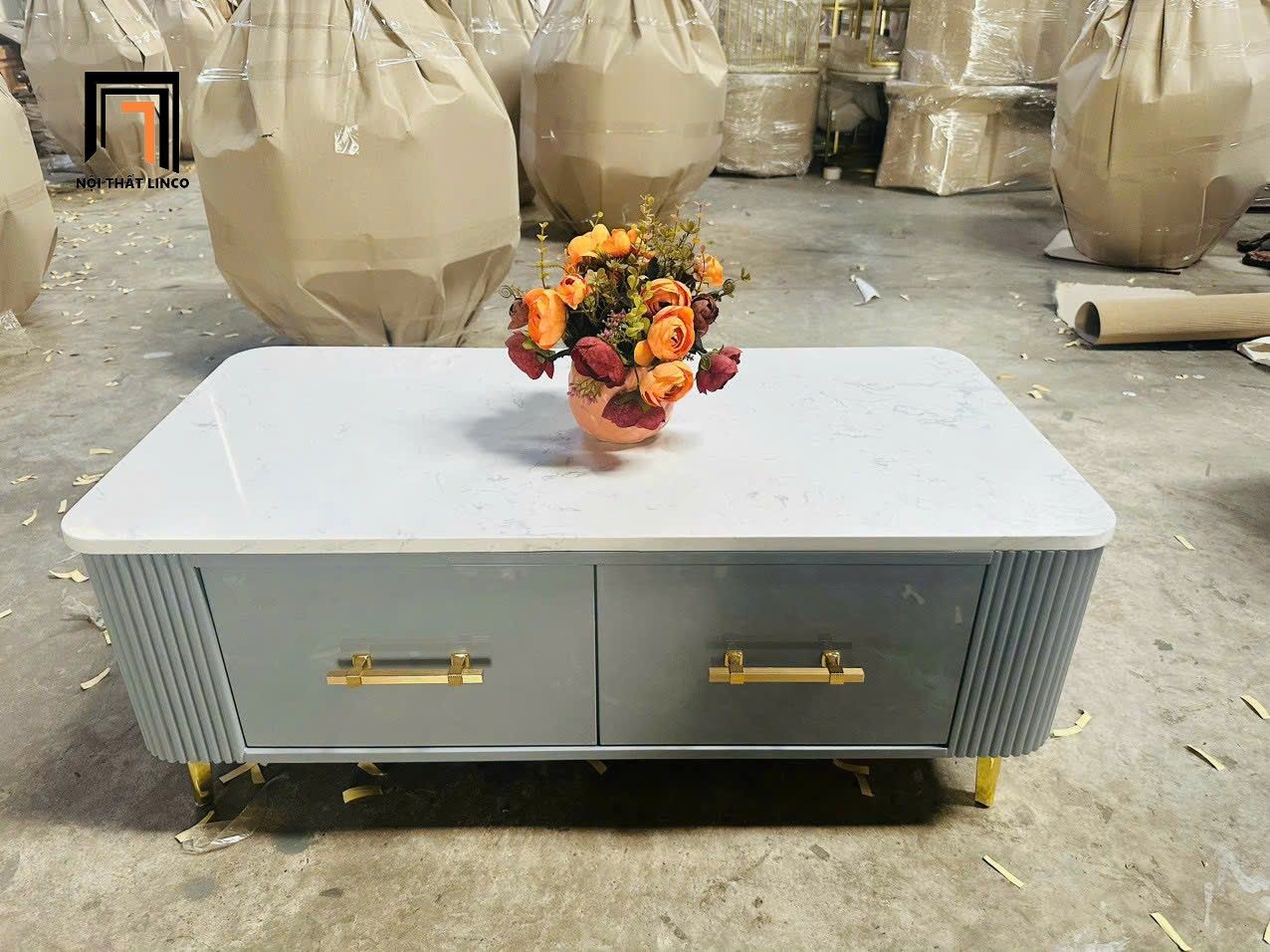 Bàn trà hình hộp chữ nhật xinh xắn BTPK68 Rockland 1m mặt đá