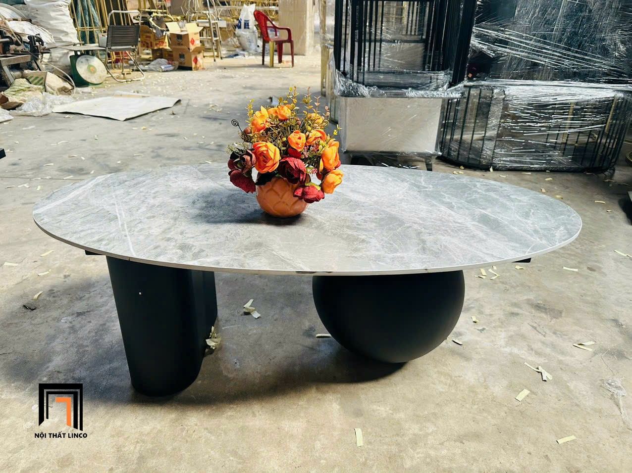 Bàn trà cho sảnh chờ đẹp BTPK70 Tulip 1m x 50 khung chân tròn