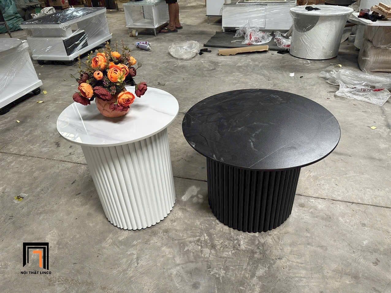 Cặp 2 bàn trà mặt đá đen trắng BTPK72 Liberteen cho shop tiệm