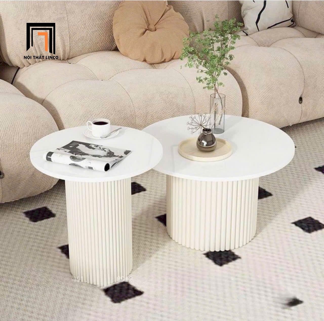 Cặp 2 bàn trà mặt đá đen trắng BTPK72 Liberteen cho shop tiệm
