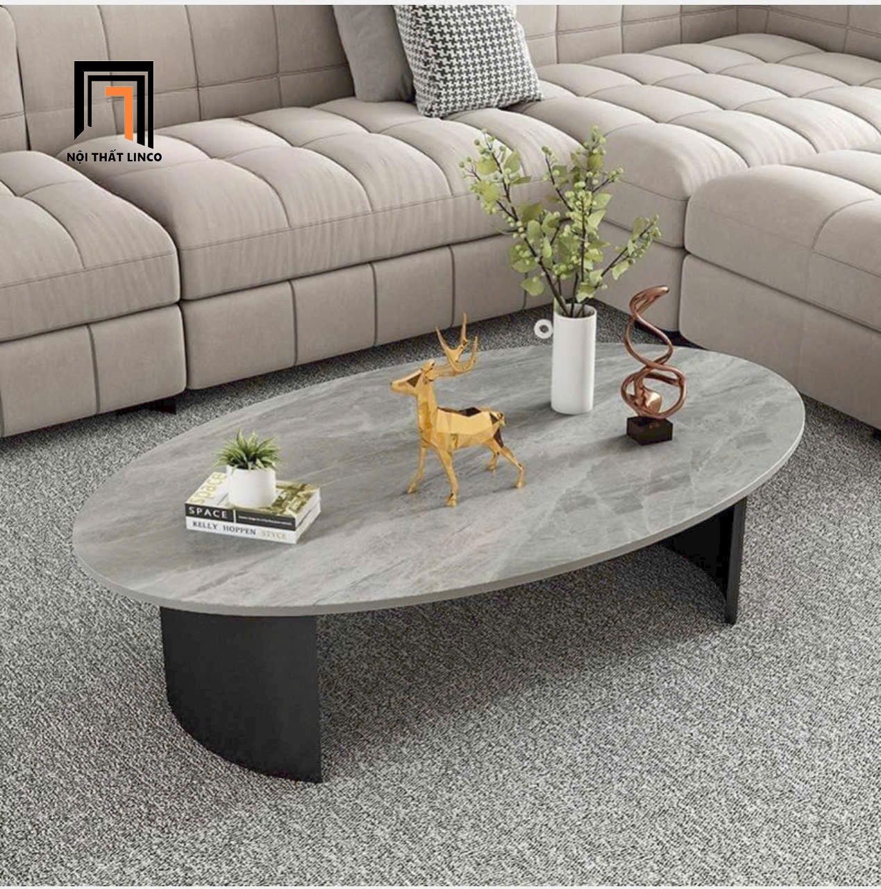 Bàn sofa phòng khách hình oval 1m x 60 BTPK73 Vance đá trắng