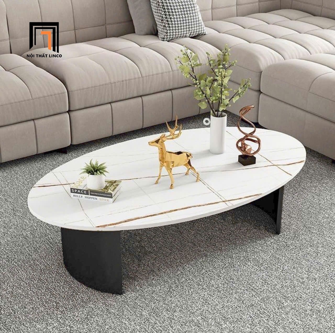Bàn sofa phòng khách hình oval 1m x 60 BTPK73 Vance đá trắng