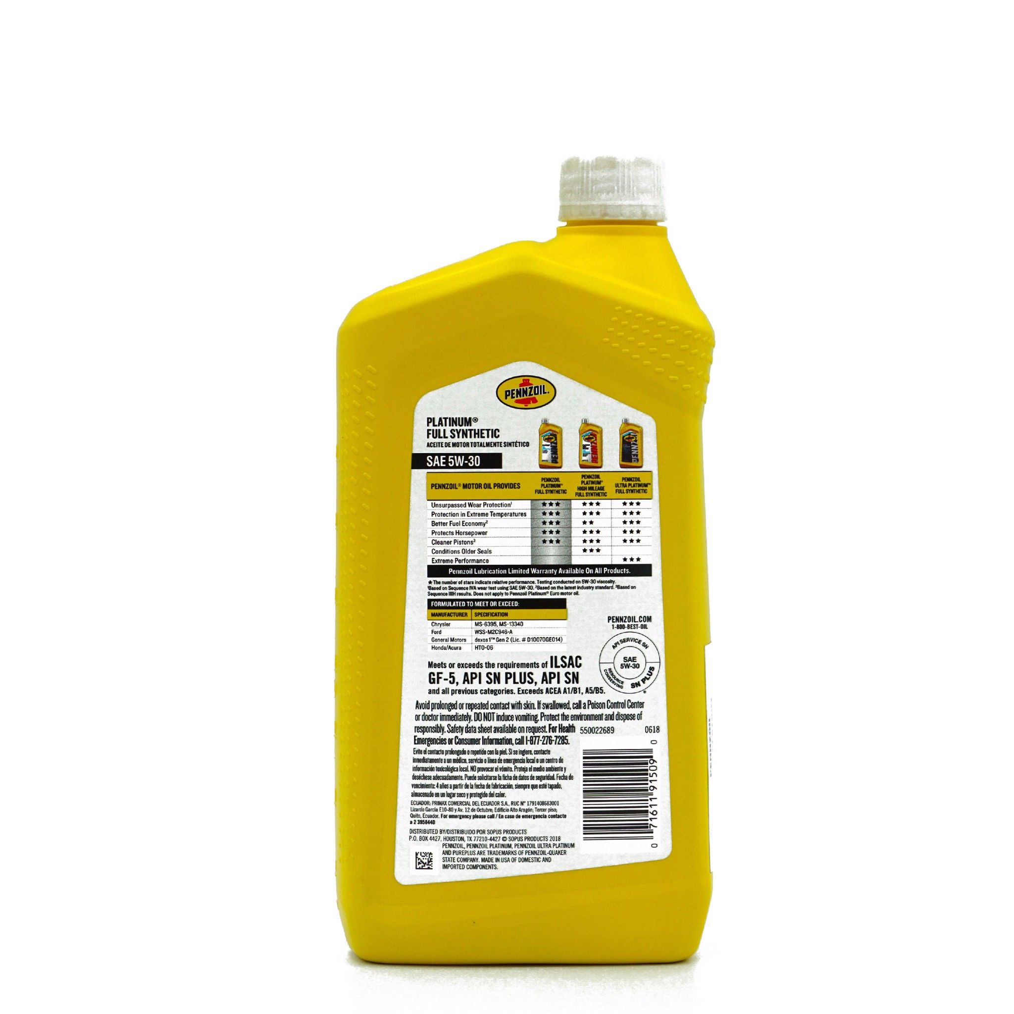  Dầu động cơ tổng hợp toàn phần Pennzoil Platinum 5W-30 