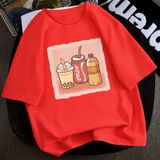 Áo Thun Nữ HappyTee - Mẫu Áo Thun Họa Tiết Drinks Trà Sữa,Coca, Orange Chất Cotton 100% Cao Cấp