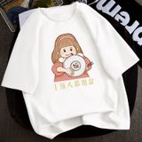 Áo Thun Nữ HappyTee - Mẫu Áo Thun Họa Tiết Cô Bé Đáng Yêu Chất Cotton 100% Cao Cấp