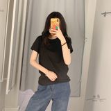 Áo Thun Nữ HappyTee - Mẫu Áo Thun Nữ Basic Chất Cotton 100% Cao Cấp