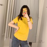 Áo Thun Nữ HappyTee - Mẫu Áo Thun Nữ Basic Chất Cotton 100% Cao Cấp