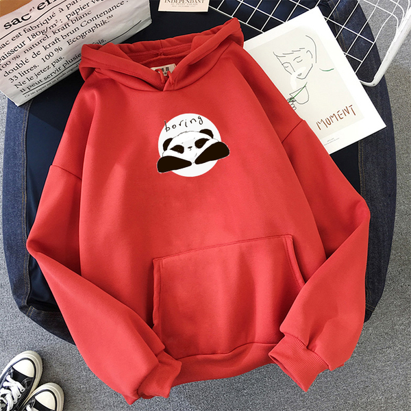 Áo Hoodie HappyTee - Mẫu Áo Hoodie Họa Tiết Panda Boring Chất Cotton 100% Cao Cấp