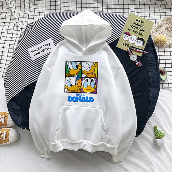 Áo Hoodie HappyTee - Mẫu Áo Hoodie Họa Tiết Vịt DONALD Chất Cotton 100% Cao Cấp