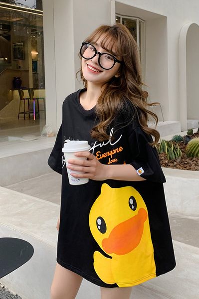 Áo Thun Tay Lỡ Nữ  HappyTee - Mẫu Áo Thun Tay Lỡ Nữ Be Duck Be Playful Chất Cotton 100% Cao Cấp