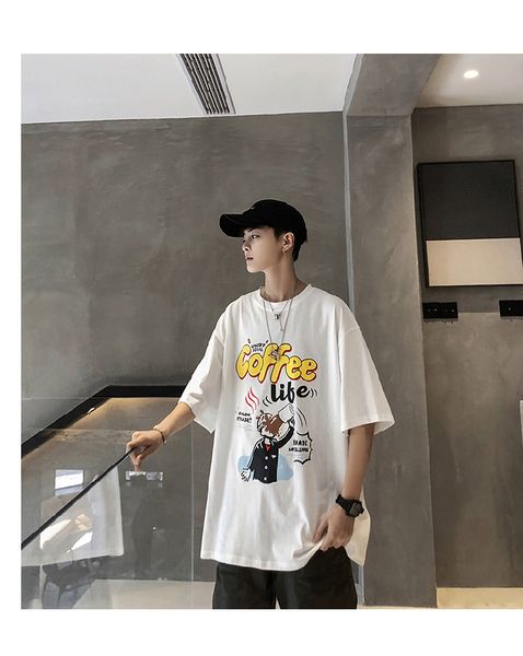 Áo Thun Nam Tay Lỡ HappyTee - Mẫu Áo Thun Tay Lỡ COFFEE LIBE Chất Cotton 100% Cao Cấp