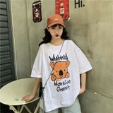 Áo Thun Tay Lỡ Nữ  HappyTee - Mẫu Áo Thun Tay Lỡ Họa Tiết Gấu Đáng Yêu Weekend Have Fun Chất Cotton 100% Cao Cấp