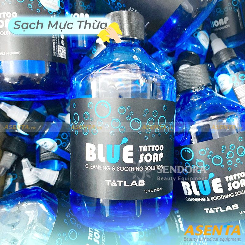 Chai dung dịch vệ sinh sau xăm Blue Soap