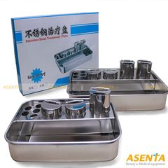 Bộ khay hũ inox đựng dụng cụ dùng cho spa, thẩm mỹ viện