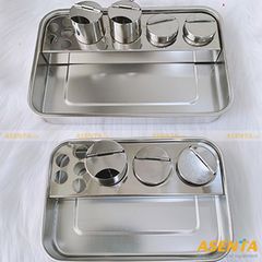 Bộ khay hũ inox đựng dụng cụ dùng cho spa, thẩm mỹ viện