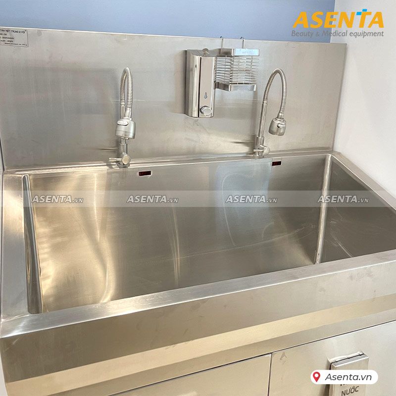 Bồn rửa tay tiệt trùng inox 2 vòi tự động