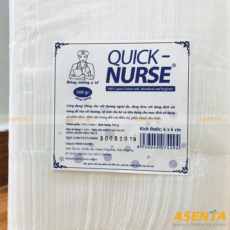 Bông cắt sẵn miếng 6x6cm Quick Nurse