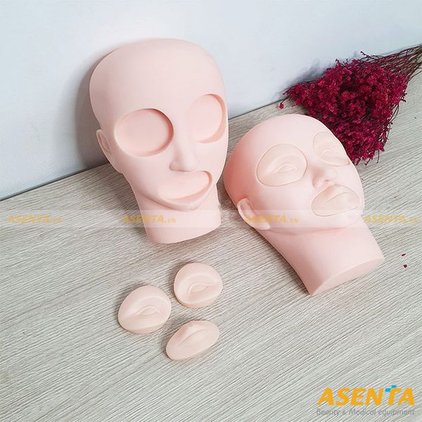 Đầu manocanh silicon siêu mềm dùng học massage, phun xăm, nối mi