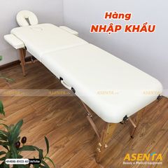 Giường spa gấp gọn chân gỗ Full phụ kiện HMBB-8103-60 - Màu Kem