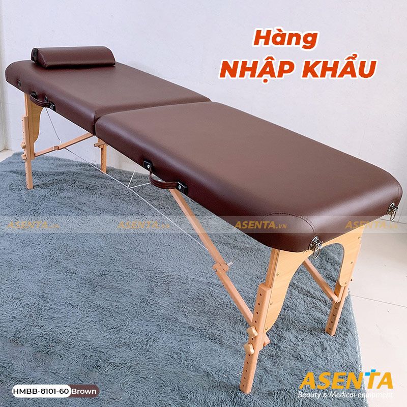 Giường Spa chân gỗ dạng vali gấp gọn HMBB-8101-60 - Trắng