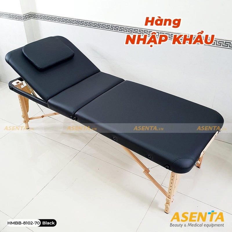 Giường massage gấp gọn chân gỗ HMBB-8102-70 - Xanh
