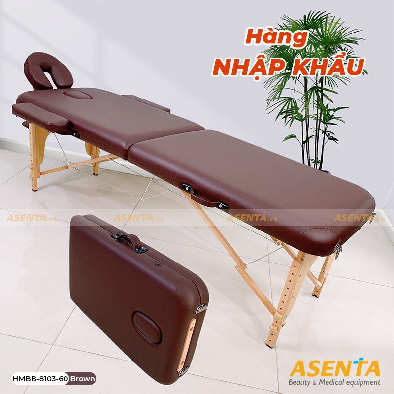 Giường vali gấp chân gỗ Full phụ kiện HMBB-8103-60 - Xanh y tế