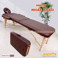 Giường spa gấp gọn chân gỗ Full phụ kiện HMBB-8103-60 - Màu Kem