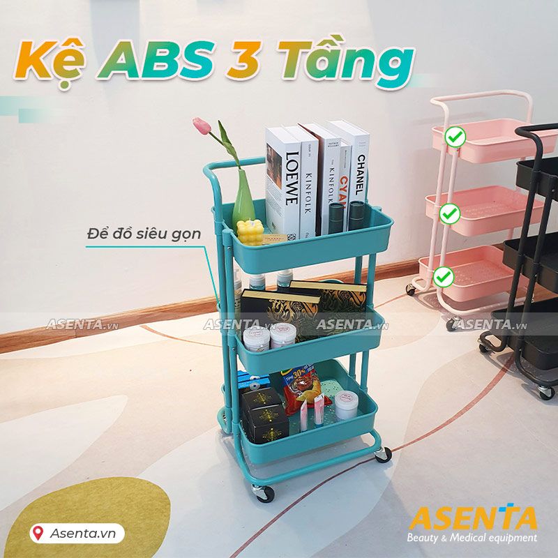 Xe Đẩy Spa 3 Tầng Khay Nhựa ABS