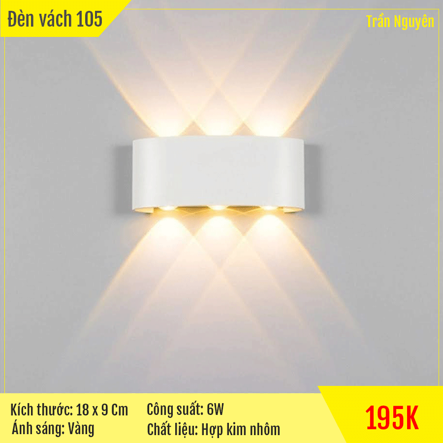 Đèn tường Led ngoài trời, chuẩn kháng nước IP6 – Mã DT105